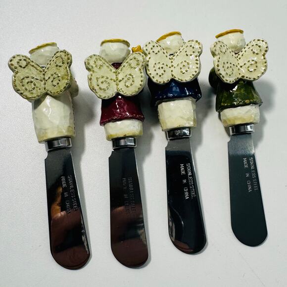 NEW Set of 4 Snowman- Angel Holiday Christmas Spreaders  Dip Cheese - Picture 4 of 8